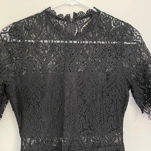 Sexy Black Lace Midi Dress Lulus